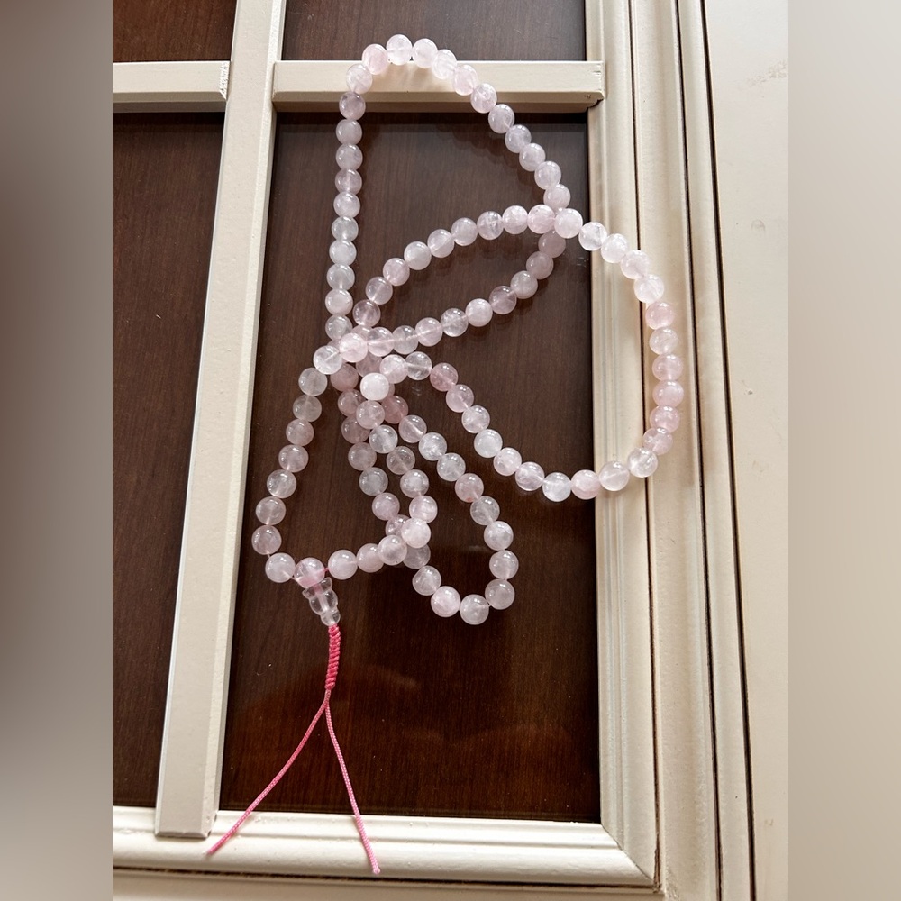 Large artisan Handmade Rose Quartz Mala